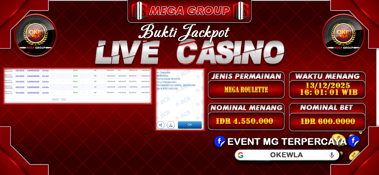 Bukti JP situs Okewla hari Sabtu, 13 Desember 2025