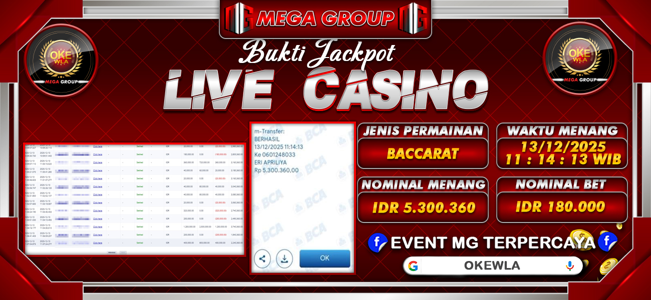 Bukti JP situs Okewla hari Sabtu, 13 Desember 2025